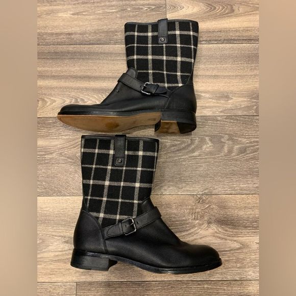 Coach Shoes - Coach Ladies Boots.  Size: 8.5.  Leather with checkerboard upper.